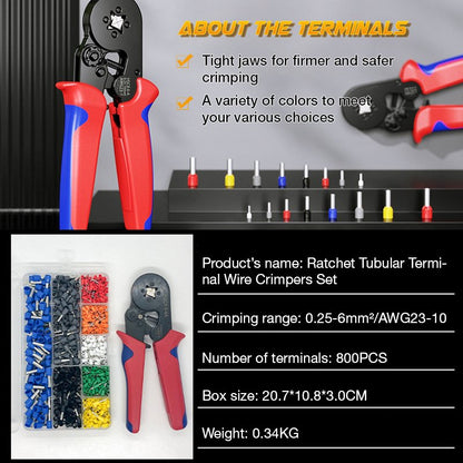 🔧 50% OFF NOW! ⚡ Ratchet Wire Crimper Set – Tubular Terminals, Ergonomic Handle & Professional Electrical Tool 📦🛠️