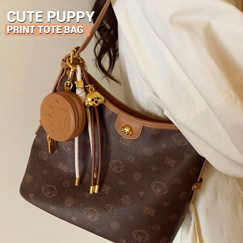 🔥🎁Cute Puppy Print Large Tote Bag