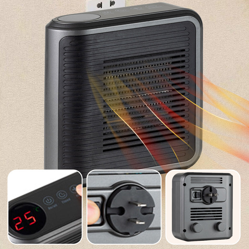 💥Christmas Sale 50% OFF! ✨ 800W Wall Outlet Space Heater - Adjustable Thermostat with 4 Timer Settings & Overheat Protection for Office/Bedroom 🕒🌡️