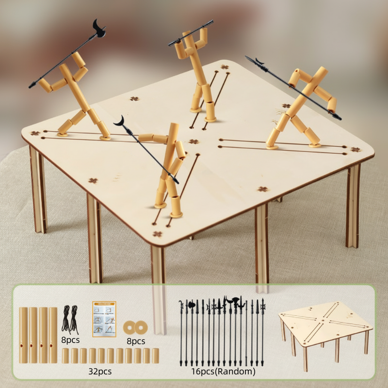 DIY Bamboo Man Fencing Puppet Game Set