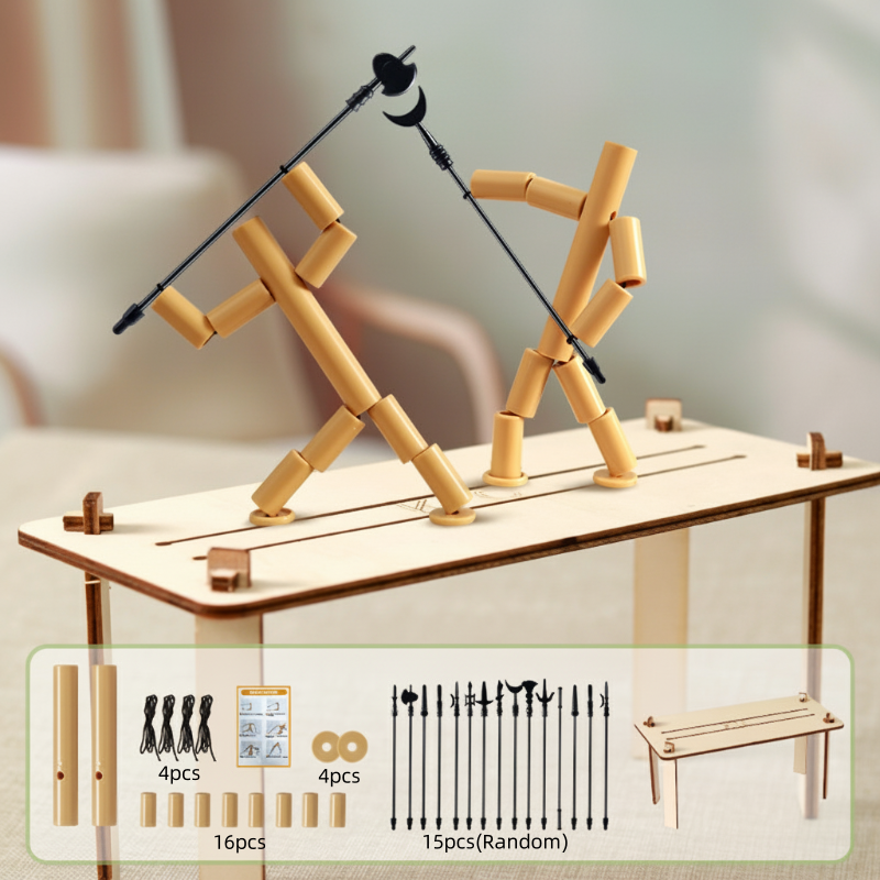 DIY Bamboo Man Fencing Puppet Game Set