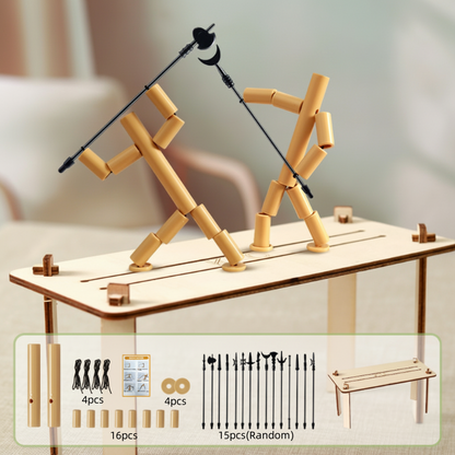 DIY Bamboo Man Fencing Puppet Game Set