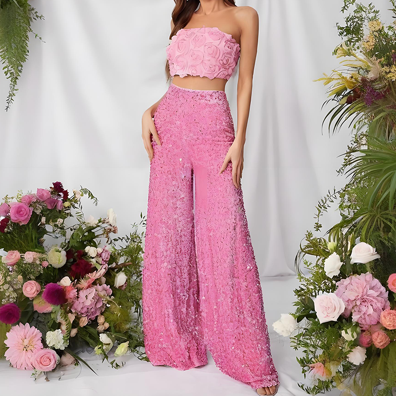 💖LAST DAY SALE 50% OFF💃Women’s Fashion Sequin Wide-Leg Pants