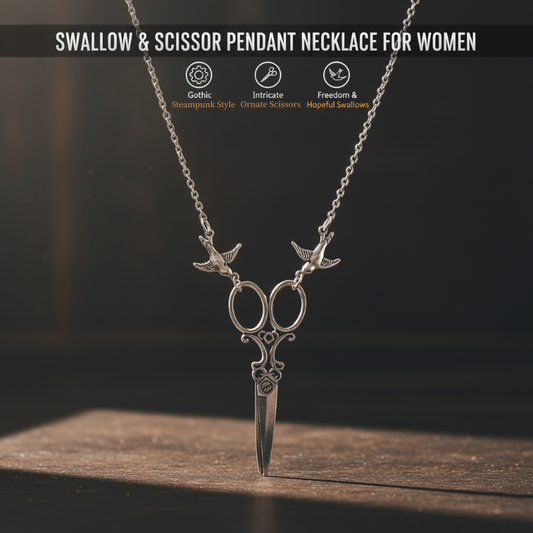 Swallow & Scissor Pendant Necklace for Women