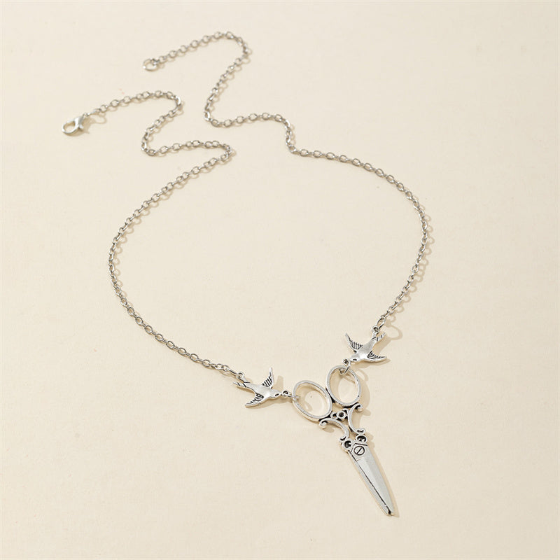 Swallow & Scissor Pendant Necklace for Women