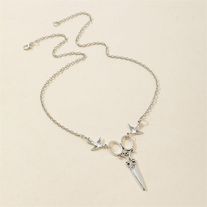 Swallow & Scissor Pendant Necklace for Women