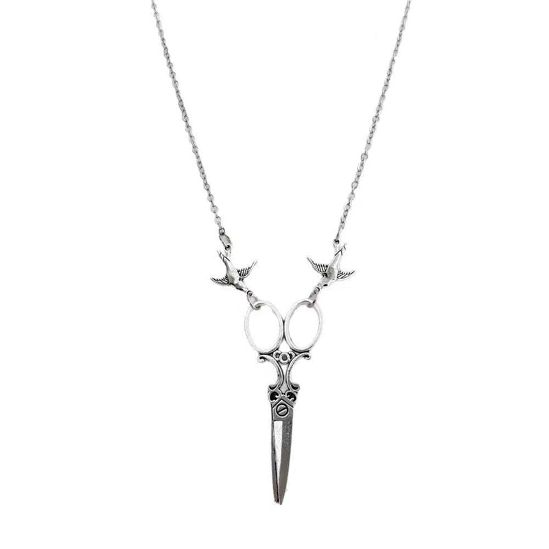 Swallow & Scissor Pendant Necklace for Women