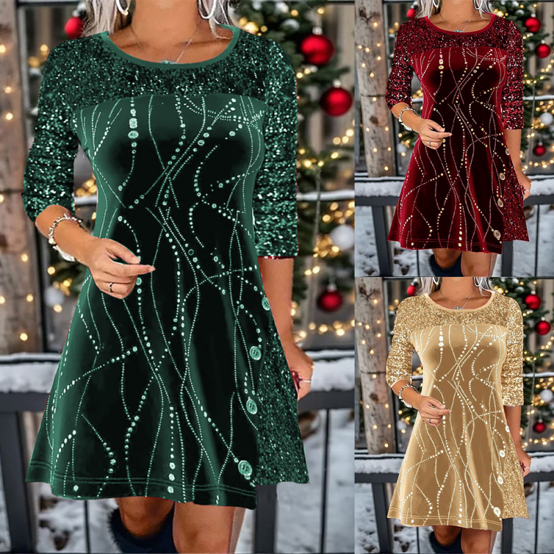 Elegant Sequin A-Line Dress