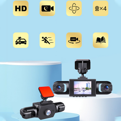 🚗50% OFF NOW ! 📹 4-Lens 360° View Car Dash Cam – All-Round Recording, Night Vision & Loop Recording ⚡