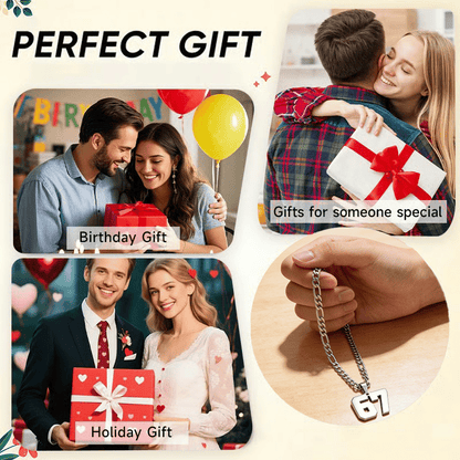 🔥Hot Sale✨ 67 Number Pendant Necklace – Fashion Statement Piece, 925 Sterling Silver & Gift Box 💎🎁