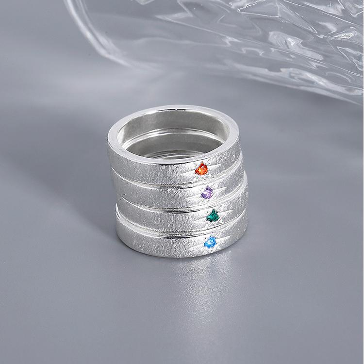 Brushed Star Ring with Sparkling Artificial Stones