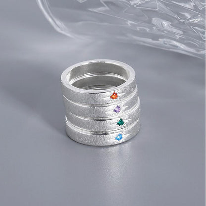 Brushed Star Ring with Sparkling Artificial Stones