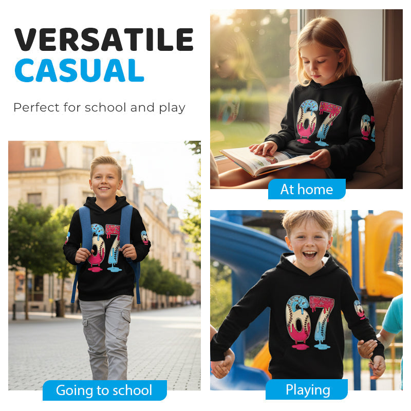 ✨🔥Kids' Funny 67 Meme Hooded Sweatshirt