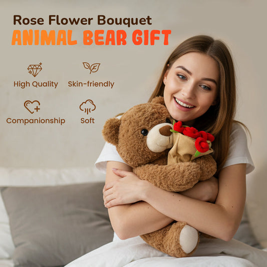 🔥 Hot Sale 50% OFF 💖Animal Bear Gift with Rose Flower Bouquet