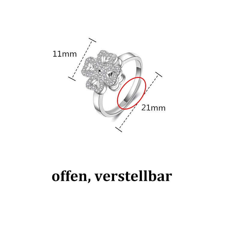Drehbarer Vierblättriger Kleeblattring – offen, verstellbar🍀