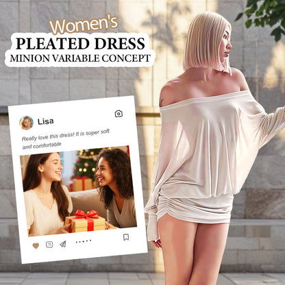 👗✨ Fashionable Off-Shoulder Pleated Skirt—Timeless minimalist style, figure-flattering cut, all-day comfort! ✨👗