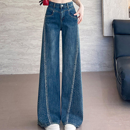 🔥2026 New Arrivals: 50% Off for a Limited Time!🔥Women's Rhinestone-Embellished Wide-Leg Jeans👖