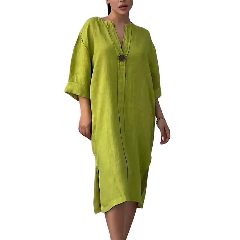 🔥2026 New Arrivals: 50% Off for a Limited Time!🔥Women's Casual V-Neck Linen Shirt Dress