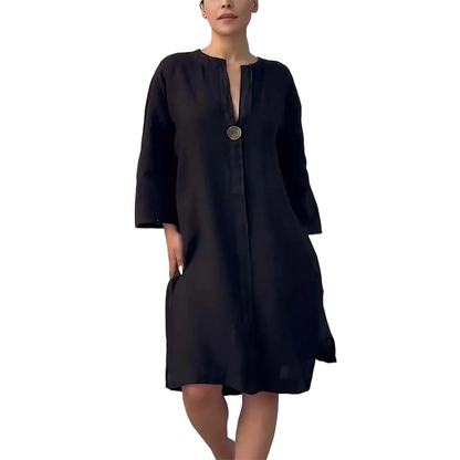 🔥2026 New Arrivals: 50% Off for a Limited Time!🔥Women's Casual V-Neck Linen Shirt Dress