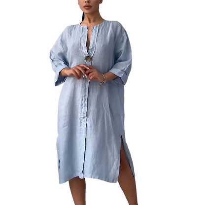 🔥2026 New Arrivals: 50% Off for a Limited Time!🔥Women's Casual V-Neck Linen Shirt Dress