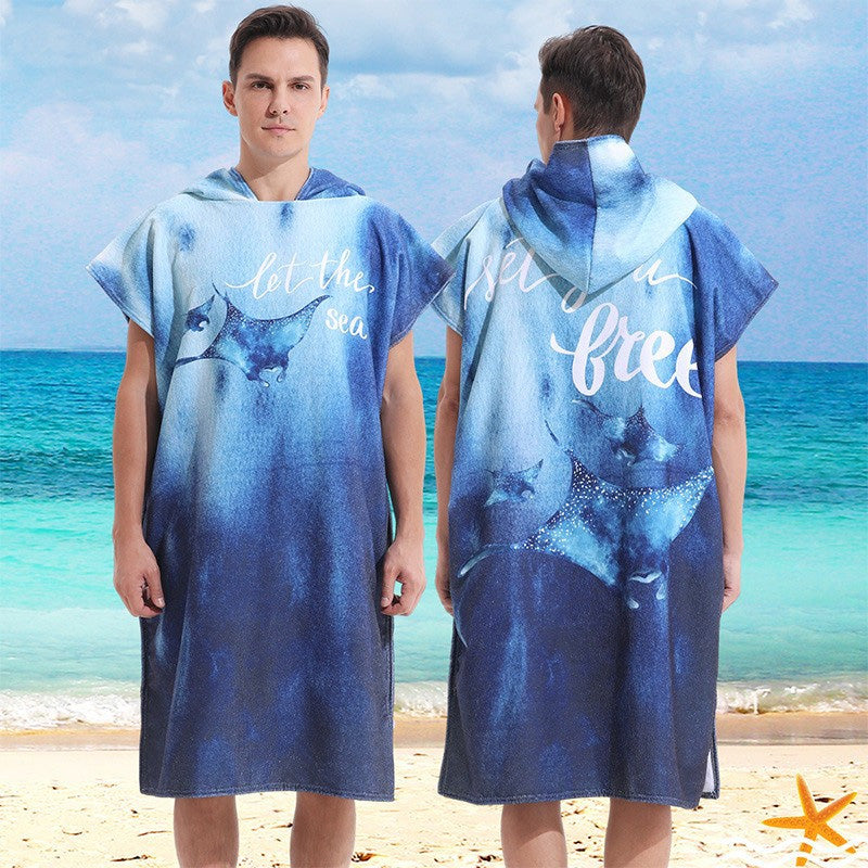 Quick-Dry Microfiber Hooded Surf Poncho