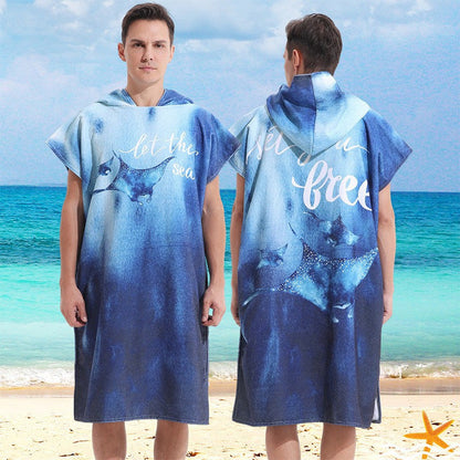Quick-Dry Microfiber Hooded Surf Poncho