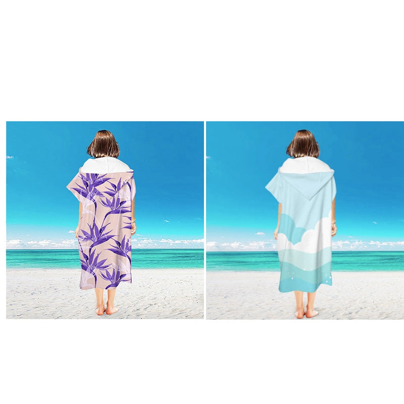 Quick-Dry Microfiber Hooded Surf Poncho