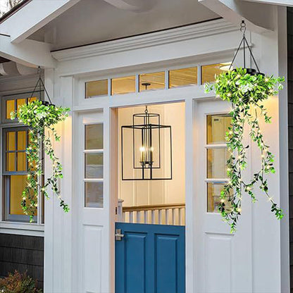 🍃💡Solar Hanging Basket Light with Artificial Greenery – Waterproof Warm White LED🔥