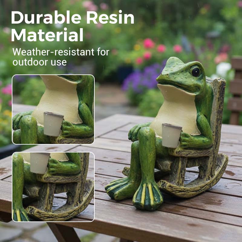 Solar Frog Rocking Chair Ornament