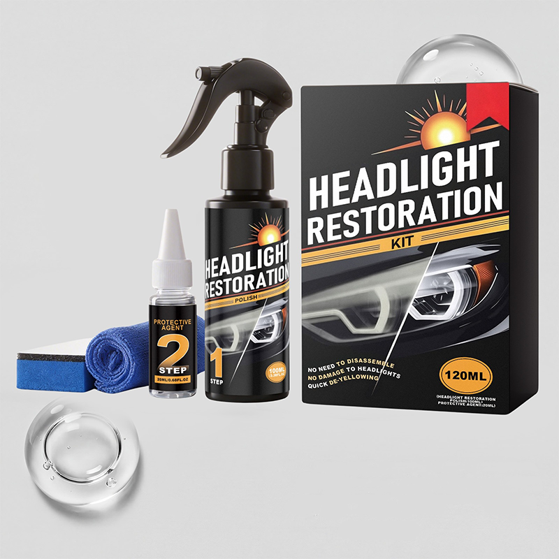🚗 LIMITED-TIME 50% OFF! 💥 Professional Headlight Cleaner & Restorer Kit – 2-Step, De-Yellowing, UV Protection ✨