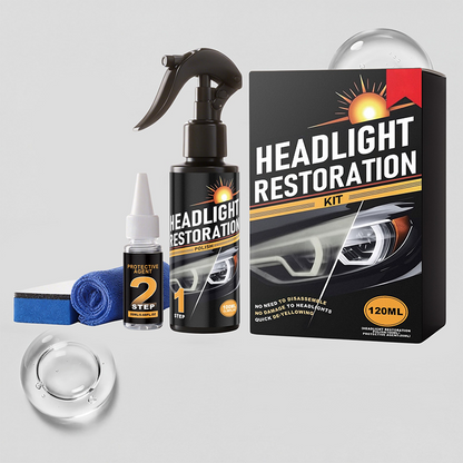 🚗 LIMITED-TIME 50% OFF! 💥 Professional Headlight Cleaner & Restorer Kit – 2-Step, De-Yellowing, UV Protection ✨