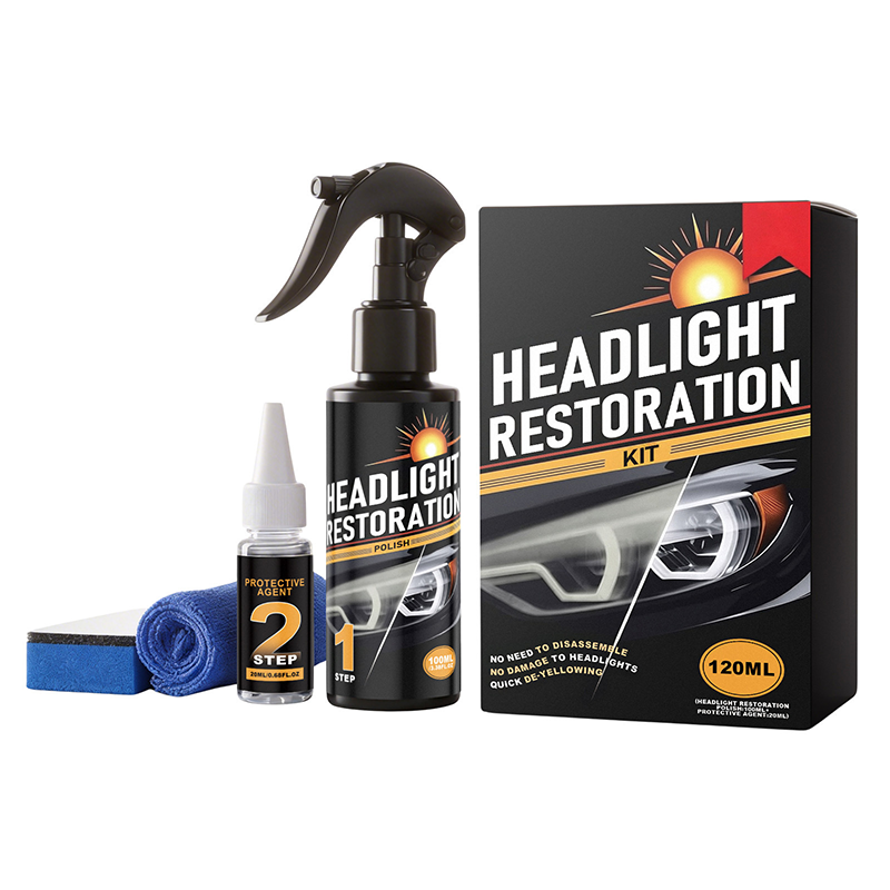 🚗 LIMITED-TIME 50% OFF! 💥 Professional Headlight Cleaner & Restorer Kit – 2-Step, De-Yellowing, UV Protection ✨