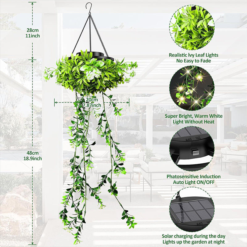🌿49% OFF!🪴Solar Hanging Grass Light – Realistic Foliage, Warm White, IP65 ✨