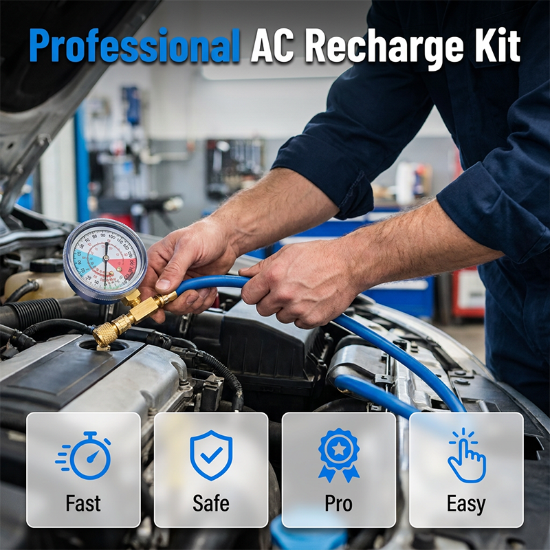 🔥2026 New Upgrade ＆ Hot Sale ＆ 50％ Off🔥R134a AC Refrigerant Charging Hose with Gauge – Universal & Easy DIY Tool 🔧