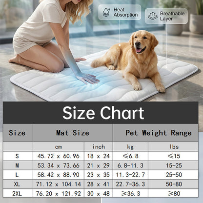 ❄️[Summer Sale] Pet Cooling Ice Silk Mat – Summer Cooling Pet Bed Pad for Dogs and Cats, Breathable Washable Sleeping Cushion for Indoor and Outdoor Use, Lightweight Cooling Crate and Sofa Pet Mat