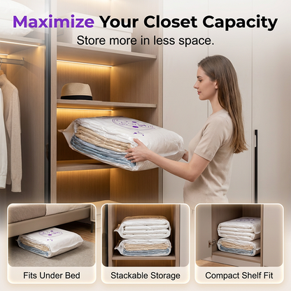 💐 Buy 2 Get 1 Free! Vacuum Storage Bags – Save 80% Space for Clothes & Bedding 📦💨