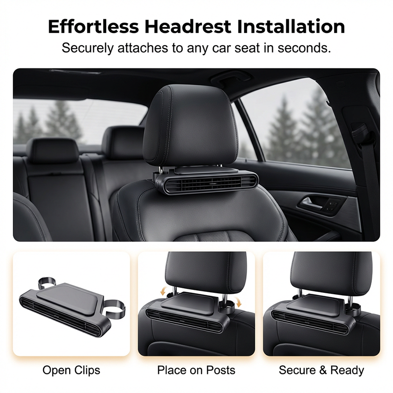 Car Seat Fan 🌬️ – 3-Speed Rechargeable Clip-On Fan with 3000mAh Battery 🔋 | USB-C Charging ⚡ for Cars 🚗, Golf Buggies 🛺 & Campervans 🏕️