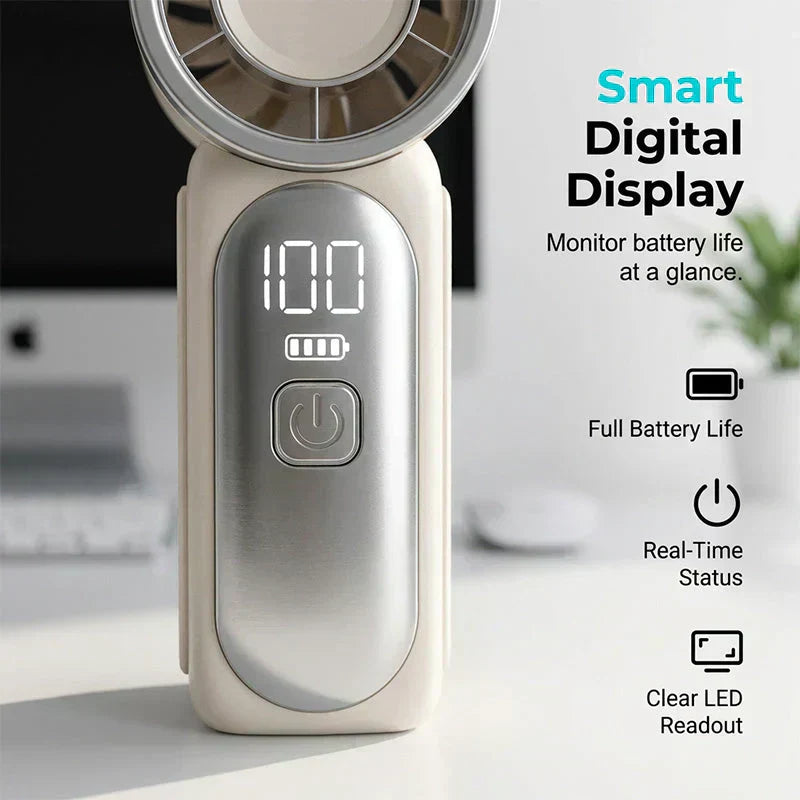 🌬️ LIMITED-TIME 50% OFF! ✨ Turbo Handheld Fan – LED Display, 6 Speeds, 3000mAh 🔋