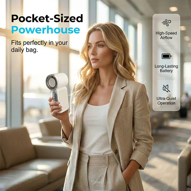 🌬️ LIMITED-TIME 50% OFF! ✨ Turbo Handheld Fan – LED Display, 6 Speeds, 3000mAh 🔋