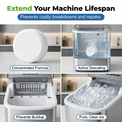🎉 2026 Sale — Over 27100 Sold! ⏰Universal Ice Maker Cleaner Tablets｜Descaling & Deodorizing Cleaning Tablets for Home & Commercial Ice Machines ✨