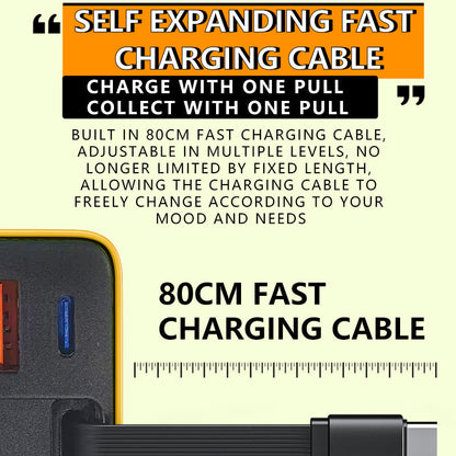🔥Limited Time Promotion 50% OFF🔥80W Fast Charging Phone Charger Block with Retractable 80cm Type-C Cable
