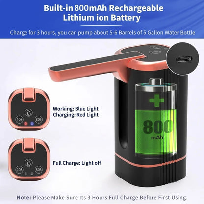 ✨Exclusive 50% OFF | Automatic Water Dispenser Pump | Rechargeable USB-C Bottle Pump with Foldable Spout & One-Touch Control | Universal Fit for Home & Office