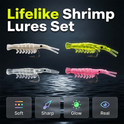50PCS Luminous Shrimp Lures – Glow in the Dark & Sharp Hooks 🌙✨🦐🎣