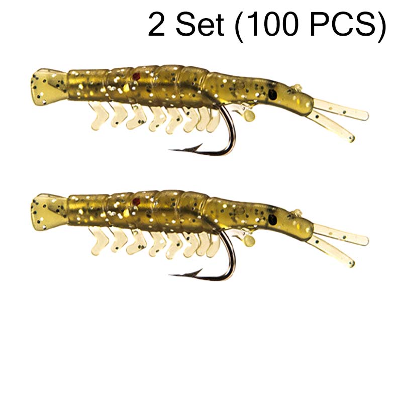 50PCS Luminous Shrimp Lures – Glow in the Dark & Sharp Hooks 🌙✨🦐🎣
