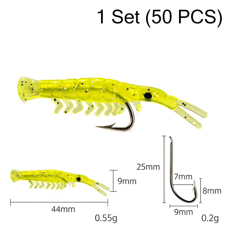 50PCS Luminous Shrimp Lures – Glow in the Dark & Sharp Hooks 🌙✨🦐🎣