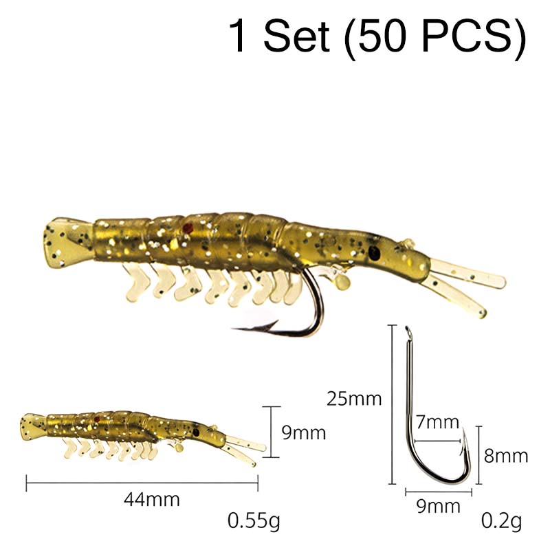 50PCS Luminous Shrimp Lures – Glow in the Dark & Sharp Hooks 🌙✨🦐🎣