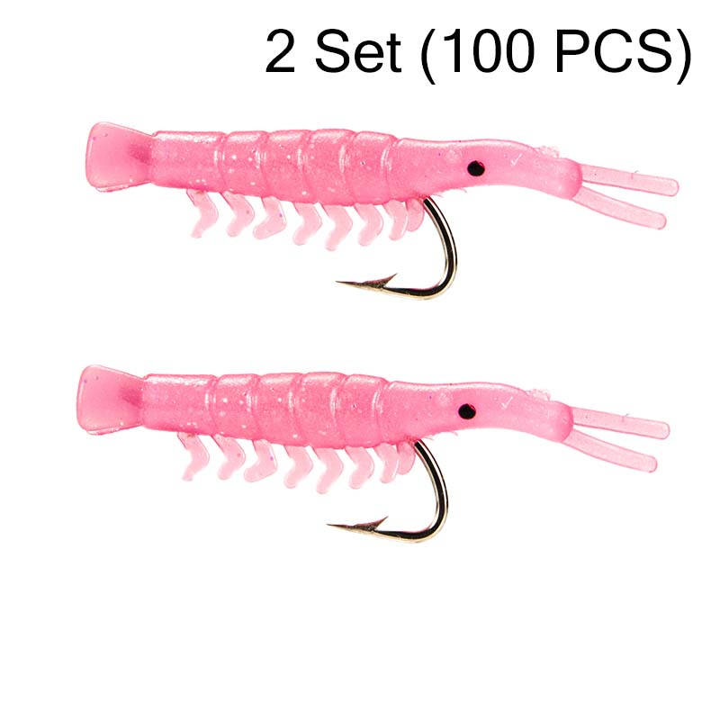 50PCS Luminous Shrimp Lures – Glow in the Dark & Sharp Hooks 🌙✨🦐🎣
