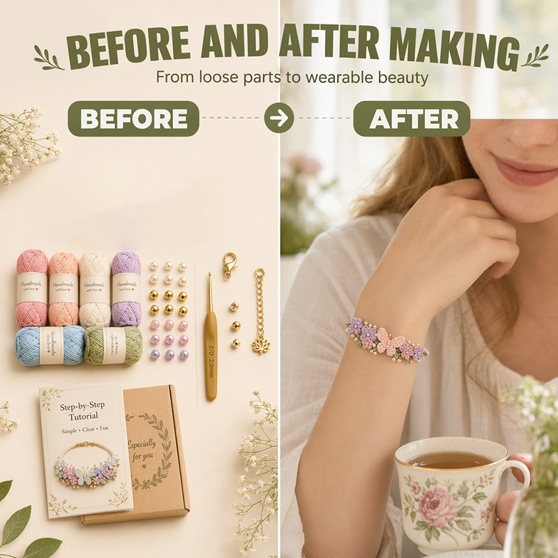 🧶 Nature‑inspired DIY crochet bracelet kit 🧘 Reduce stress while creating wearable art with your own hands.