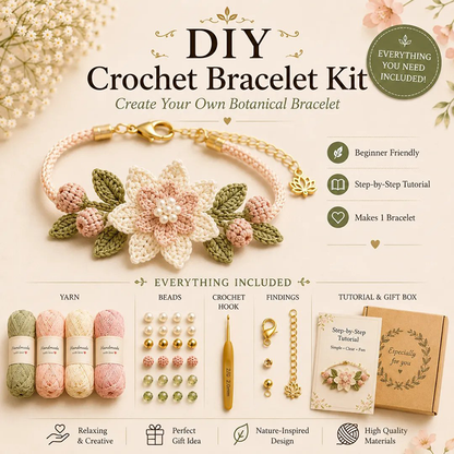 🧶 Nature‑inspired DIY crochet bracelet kit 🧘 Reduce stress while creating wearable art with your own hands.