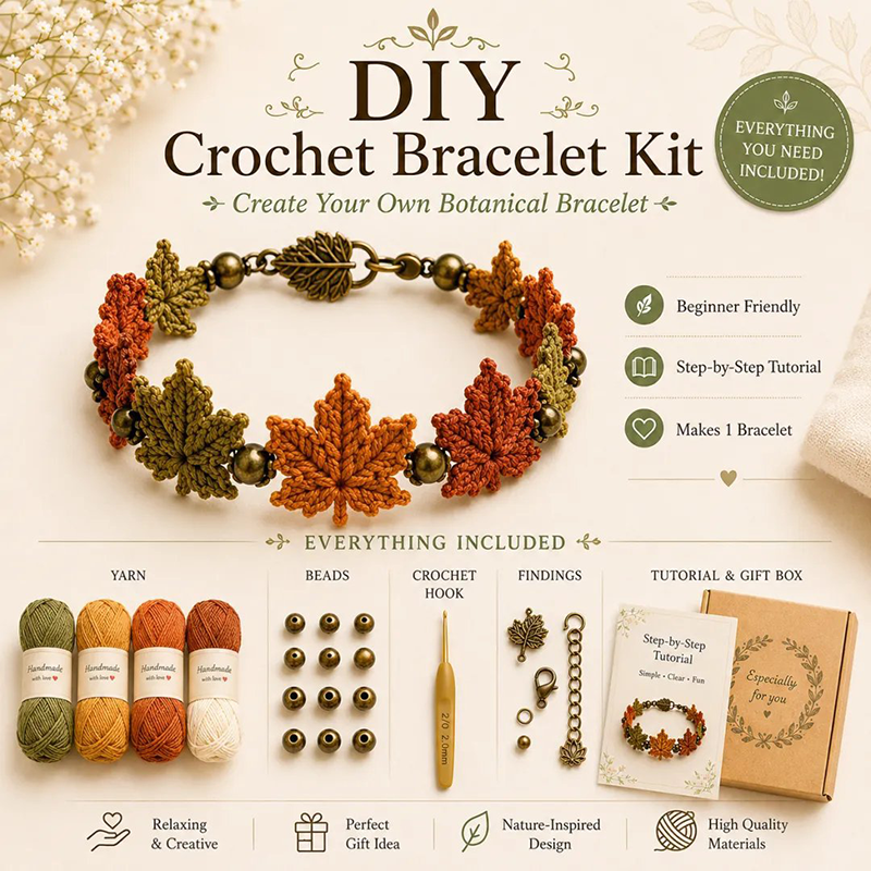 🧶 Nature‑inspired DIY crochet bracelet kit 🧘 Reduce stress while creating wearable art with your own hands.